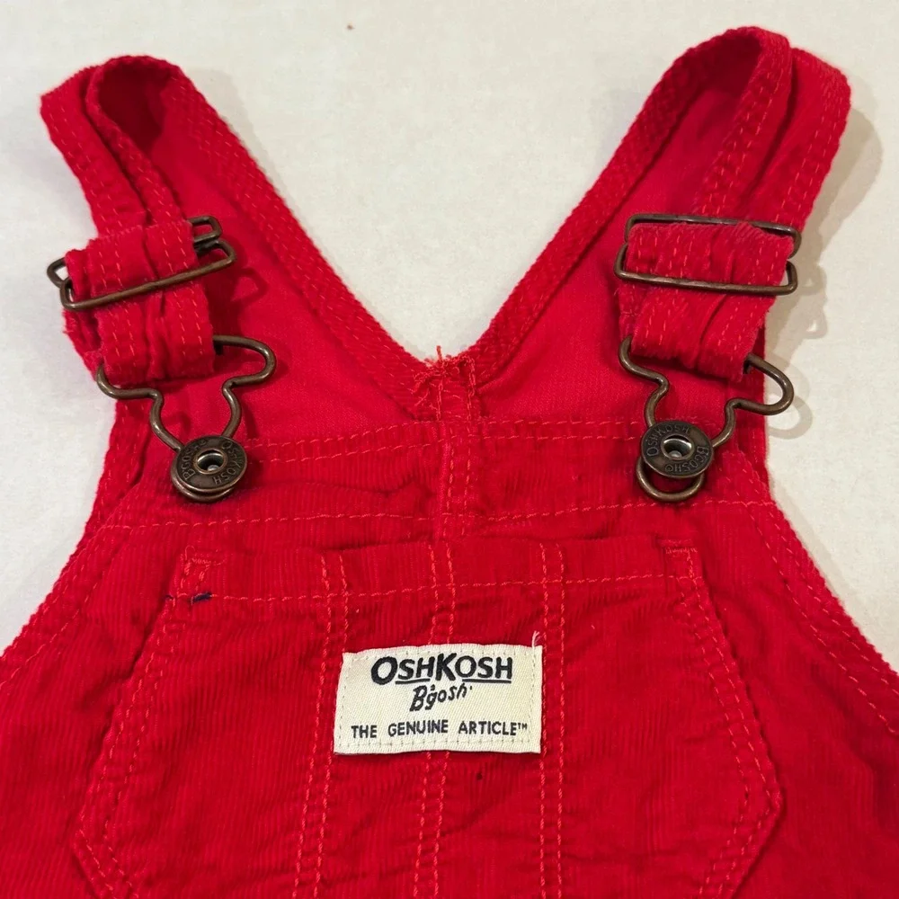 OshKosh B'gosh Jumper Dress Kids Baby 12M‎ Red Corduroy Vestbak Overall Play